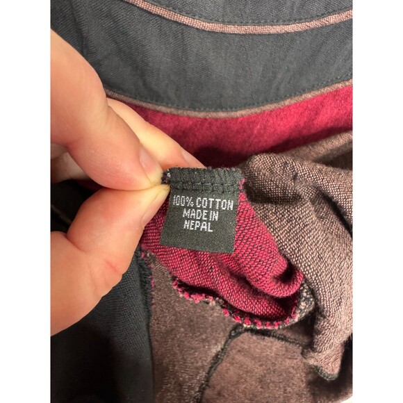 Dragonfly Medium Blouse Black Red Colorblock Tunic 3/4 Sleeve Cotton - Picture 5 of 8